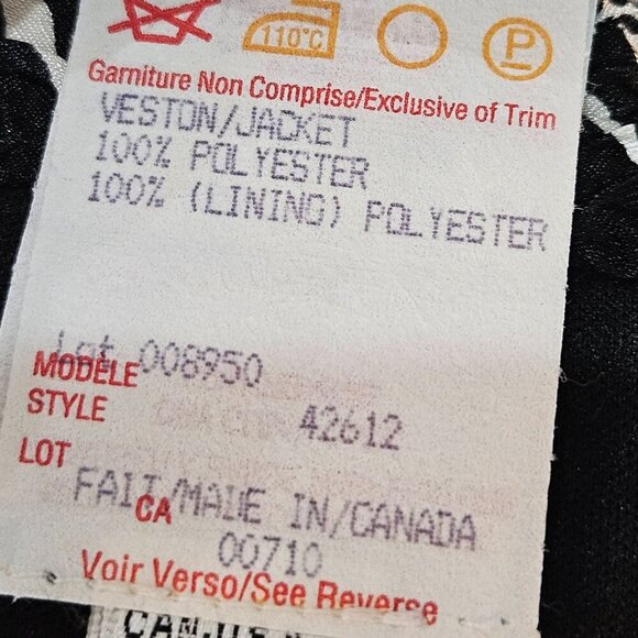 Joseph Ribkoff Floral Black White Jacket Crinkle Size 8 Jewel Zip Pull - Picture 7 of 11